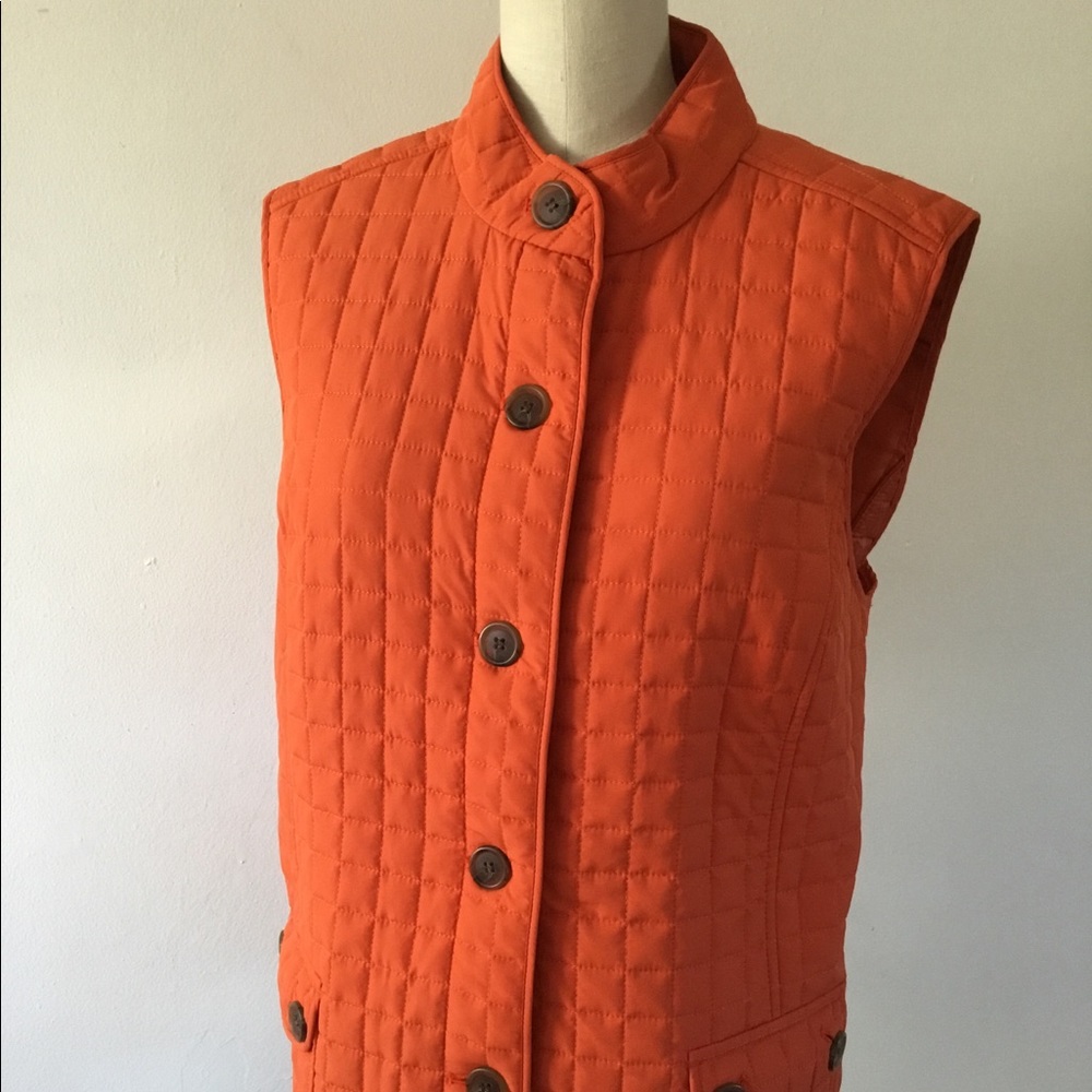 Orange Quilted Vest Size XL Liz & Co.,